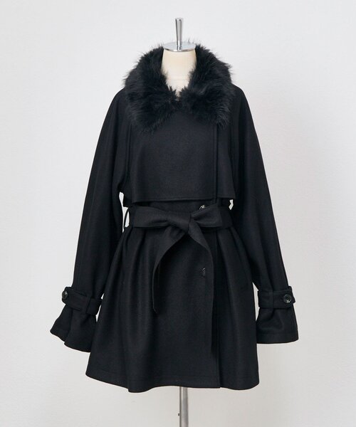 セール】【3WAY】ファーティペットミドル丈コート（ステンカラーコート