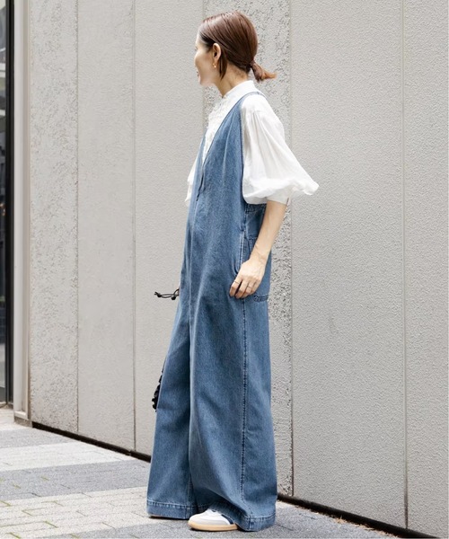 IENA（イエナ）の「デニムVネックオールインワン（つなぎ