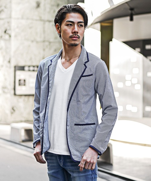 セール】【JOKER】シアサッカーテーラードジャケット メンズ 軽量 薄手