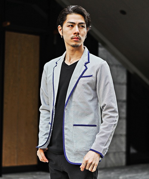 セール】【JOKER】シアサッカーテーラードジャケット メンズ 軽量 薄手