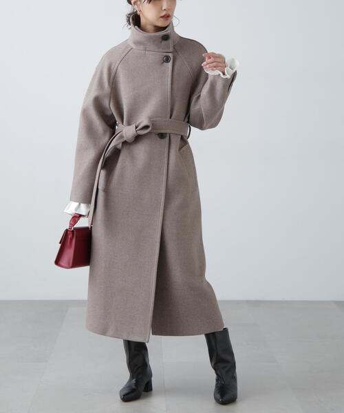 セール】◇【3サイズ展開XS-M】スタンドカラーロングコート【低身長