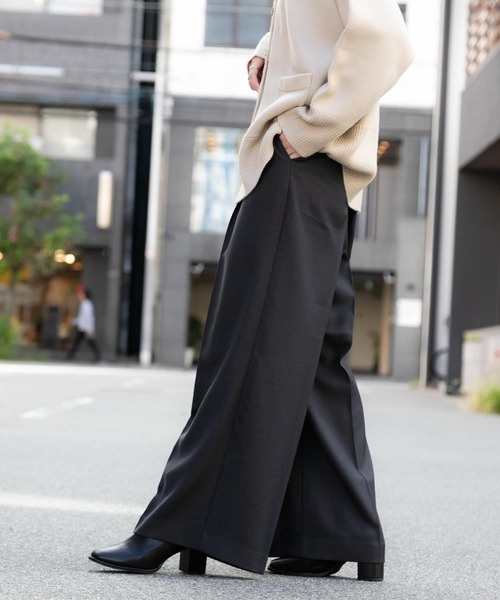 セール】『TALLサイズ/WEB限定』ウールライクダブルタックワイドパンツ