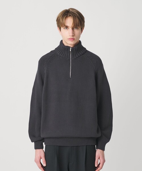 セール】コード ヤーン ハーフ ジップ ニット ウォッシャブル（ニット