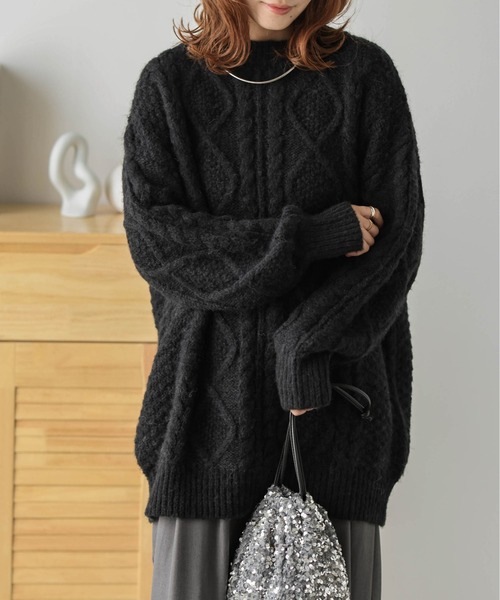AMELY（エミリー）の「ケーブル編みニットプルオーバー（ニット