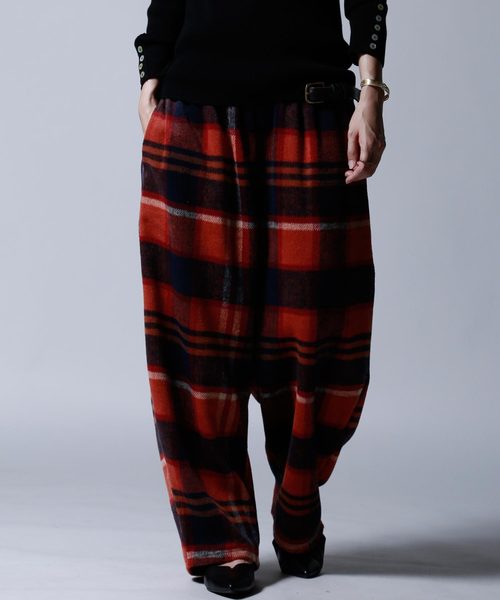 antiqua（アンティカ）の「チェック柄サルエルパンツ（その他パンツ
