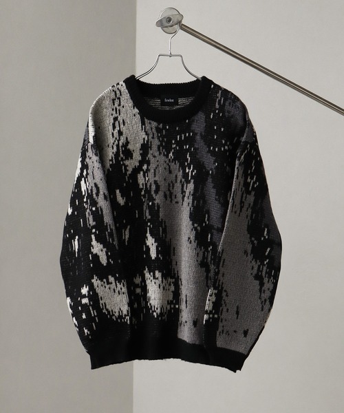 セール】総柄モヘアライクニットクルーネックセーター（ニット