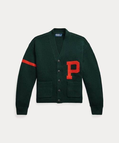 セール】ウール Vネック レター カーディガン（カーディガン/ボレロ