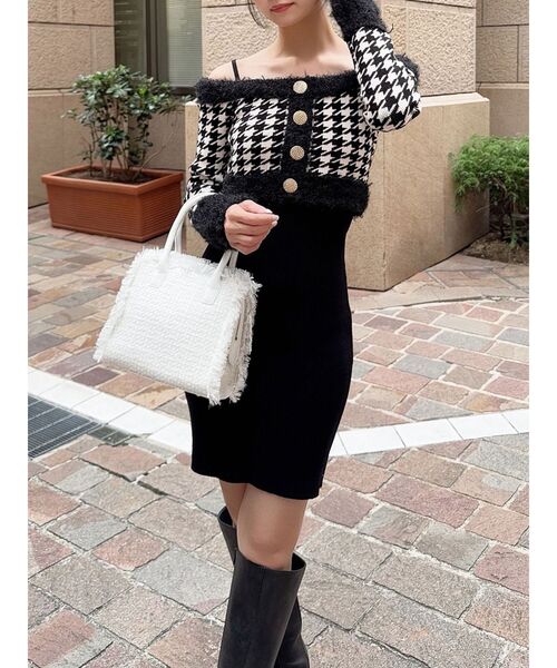 ニャンちゅう❣️ アンサンブルチェックミニワンピース ブラウンXS