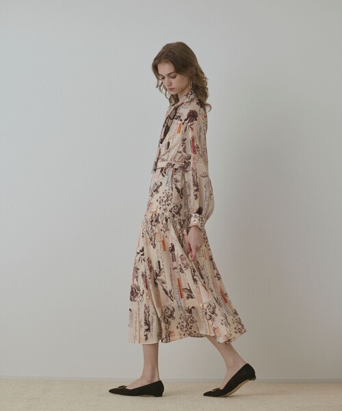 セール】ロゴフラワ－プリントボウタイワンピース（ワンピース