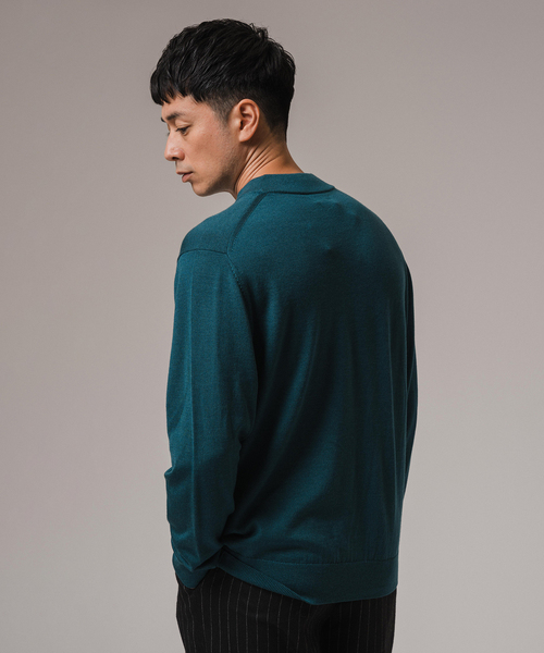 ウール/シルク/カシミヤ MIX クリスタル モックネックニット（ニット