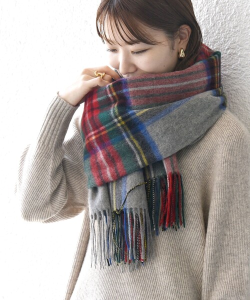 TWEED MILL: チェック ウール ストール 24FW（ストール/ショール