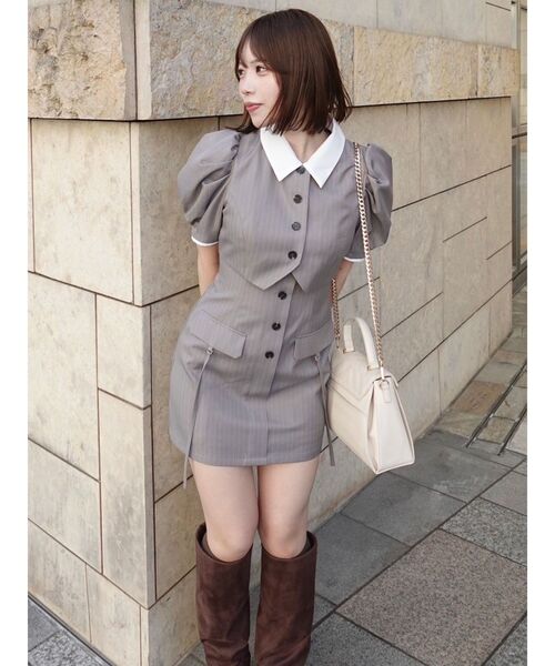 セール】ジャケットライクレイヤードミニワンピース（ワンピース