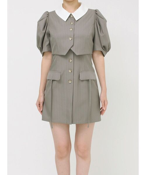 セール】ジャケットライクレイヤードミニワンピース（ワンピース