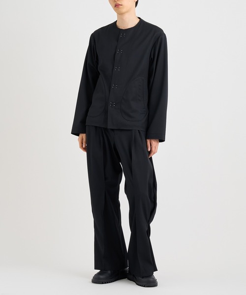 KHOKI / コッキ】No-collar wool gabardine jacket（ノーカラー