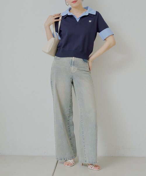 ZOZO限定】刺繍入り襟付きポロニット（ニット/セーター）｜Chico（チコ