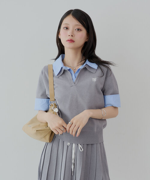 ZOZO限定】刺繍入り襟付きポロニット（ニット/セーター）｜Chico（チコ