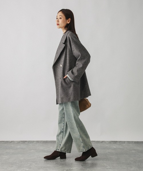 セール】軽やかストレッチ襟2WAYミドルコート/499658（チェスター