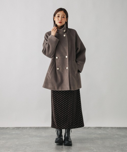 セール】軽やかストレッチ襟2WAYミドルコート/499658（チェスター