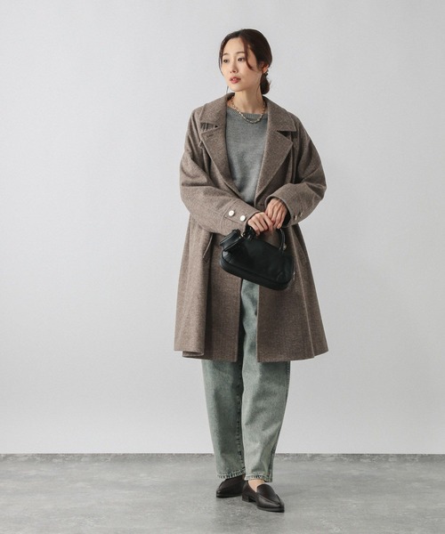 セール】軽やかストレッチ襟2WAYコート/499666（チェスターコート