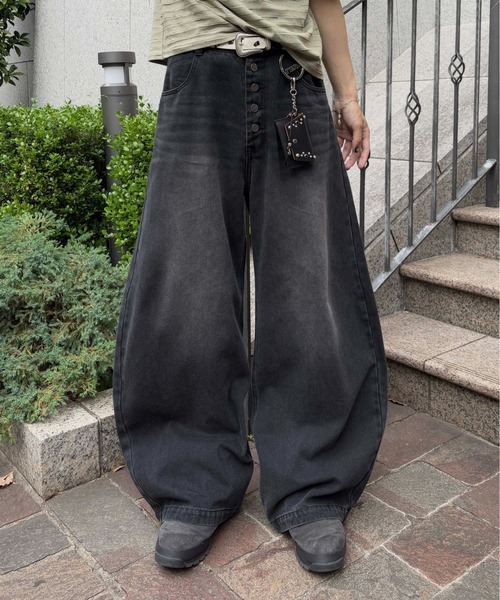 EPNK】Button fly wide denim pants / ボタンフライワイドデニムパンツ