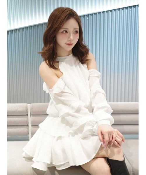 新品タグ付 ダーリッチ ボリュームシフォンミニワンピース ピンク