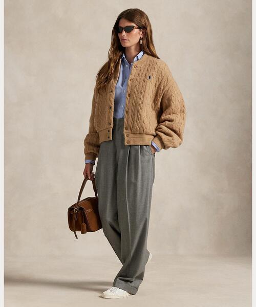 ケーブルニット ウールカシミヤ ボンバー ジャケット（ブルゾン