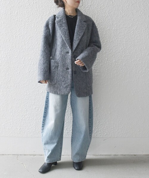 セール】SHIPS any: ウール ミックス シャギー シングル コート