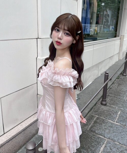 セール】【インフルエンサー企画】ホイップフリルミニワンピ