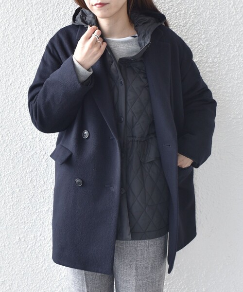 セール】SHIPS Colors:THINSULATE(TM) 中綿 キルティング フード