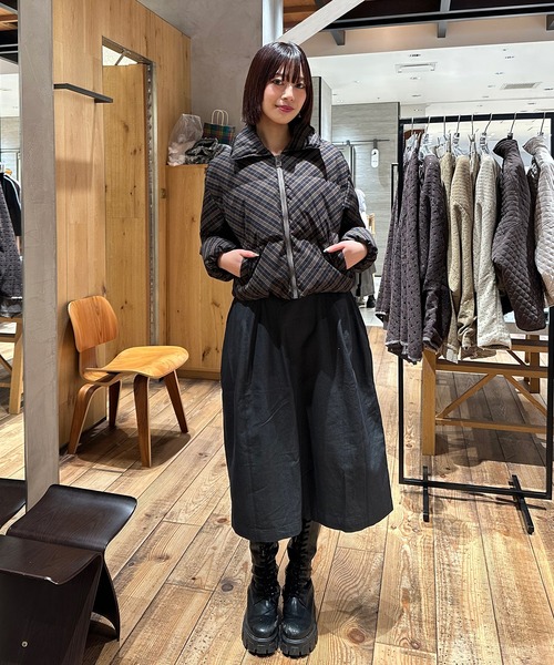 セール】「tageechita」チェック柄 ショートダウンジャケット（ダウン