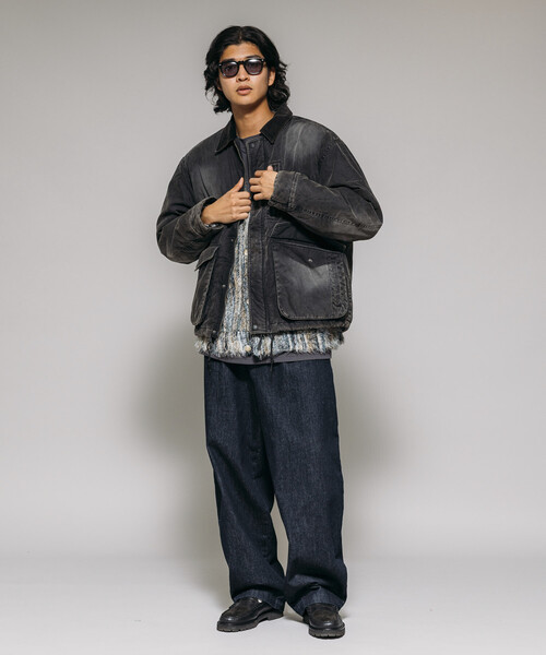 セール】襟コーデュロイ切り替え コットンナイロンブルゾン