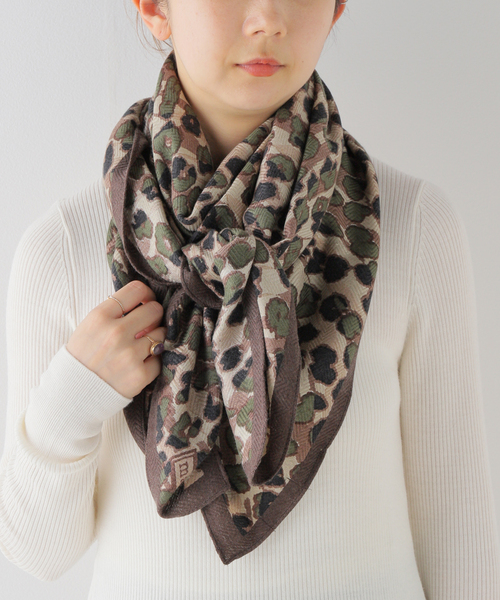 セール】【manipuri/マニプリ】ウールシルクストール レオパードゼブラ