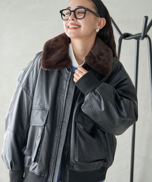 セール】ファー襟付き フェイクレザーブルゾン（ブルゾン）｜FREAK'S