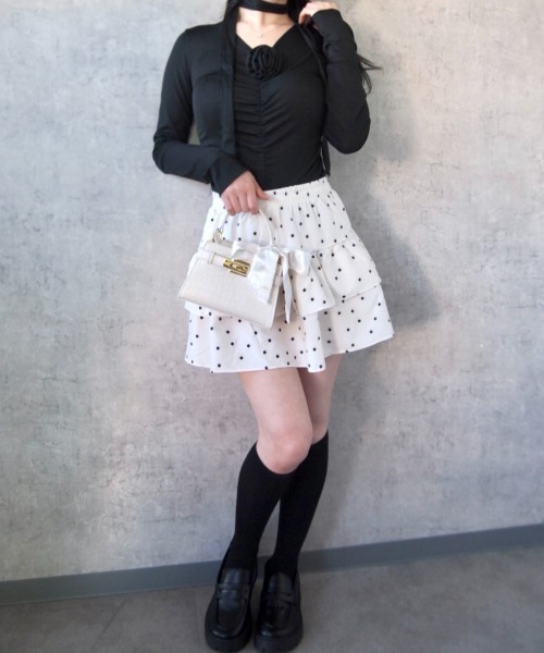 セール】【2026春夏新作】【インパン付き】ドット柄フレアティアード