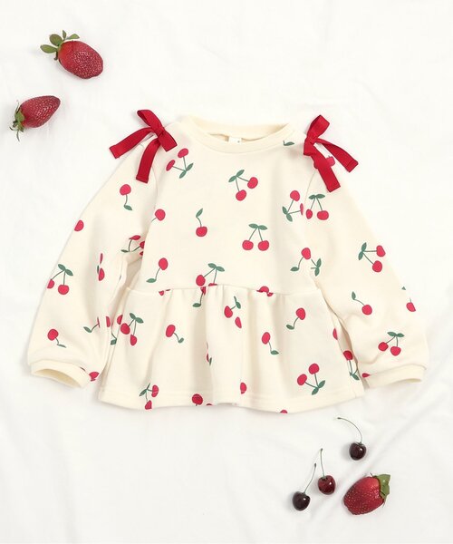 セール】【WEB限定】肩リボンペプラムトレーナー_ジュニア対応