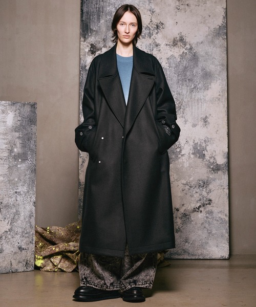 UNISEX》Super140s Prime-Over Melton Double Breasted Coat/プライム