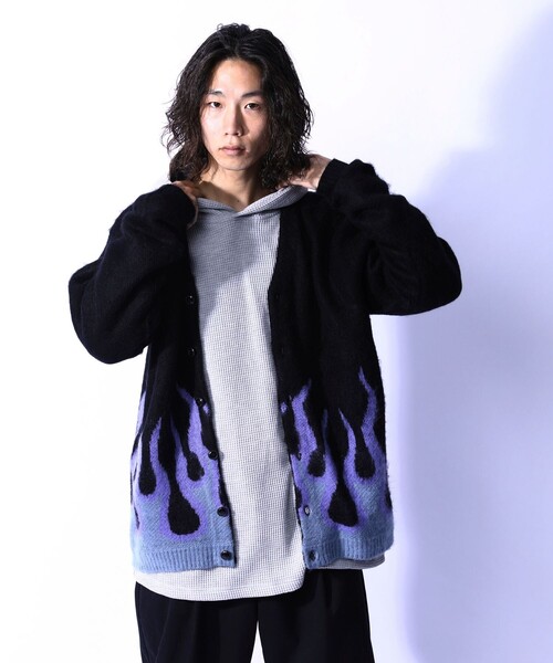 ペニーズ Peneys ファイヤーフレイム ファイヤーパターン カーディガン