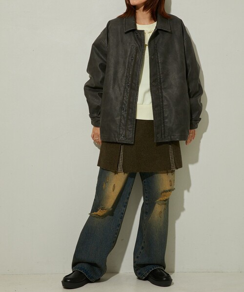 セール】NAUTICA/ノーティカ ムラ加工 フェイクレザーブルゾン