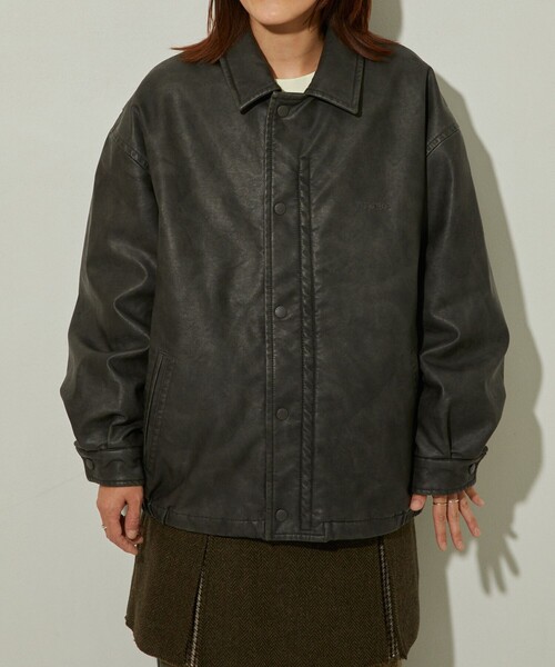 セール】NAUTICA/ノーティカ ムラ加工 フェイクレザーブルゾン