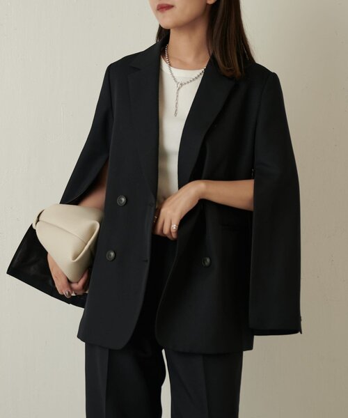 オケージョン◎ 】2WAYスリーブストレッチツイルオーバーダブル