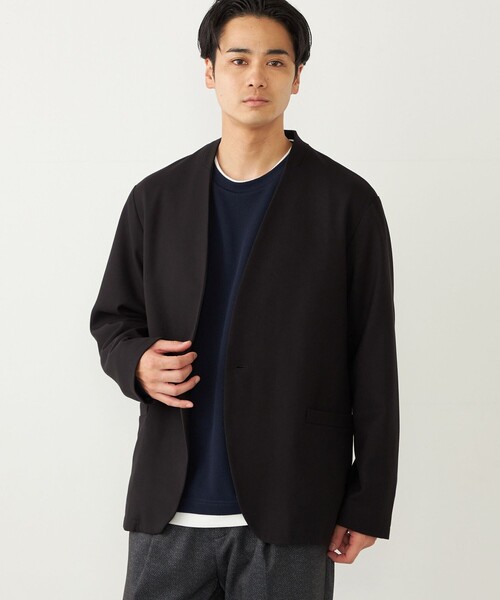 SHIPS Colors:〈手洗い可能〉TR ノーカラー ジャケット(セットアップ