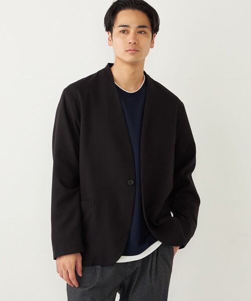 SHIPS Colors:〈手洗い可能〉TR ノーカラー ジャケット(セットアップ