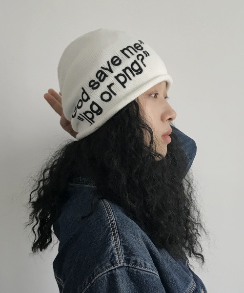 MASHIRO】Y2K ロゴニットビーニー 平成ギャル(MA/EK488)（ニット