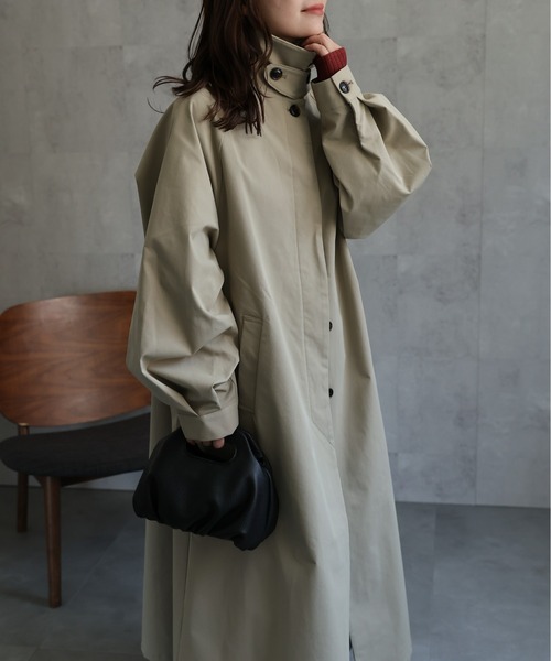 セール】ステンカラースタンドロングコート / バルマカンコート
