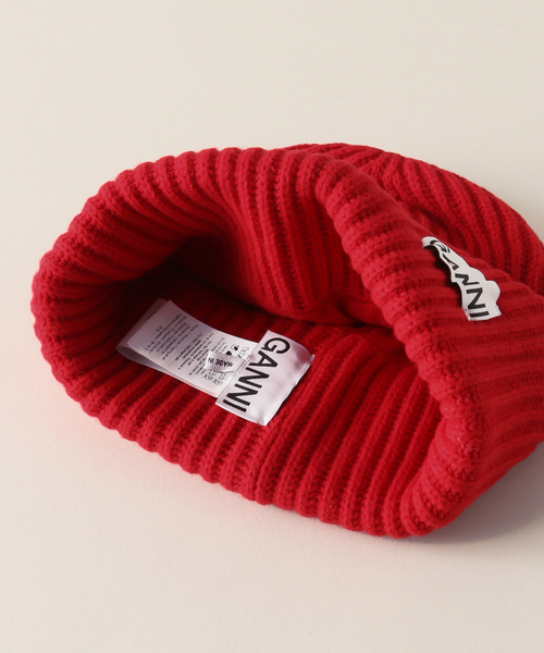 セール】【GANNI / ガニー】 Structured Rib Beanie：ビーニー（ニット