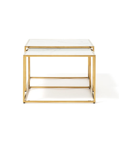 レーヌ ネストテーブル L マーブル×ゴールド（家具）｜Francfranc