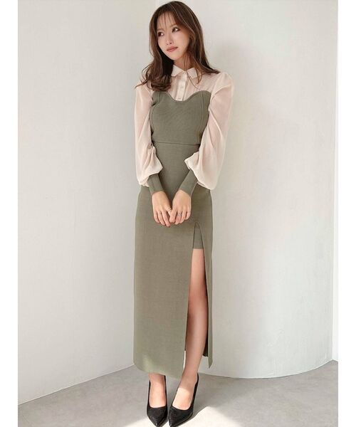 RESEXXY（リゼクシー）の「ニットレイヤードシャツワンピース