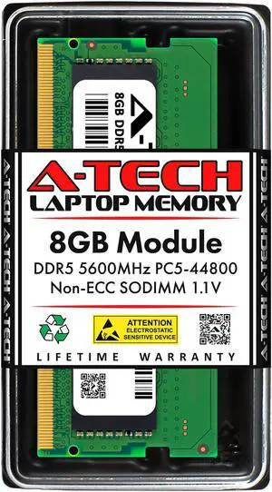 A-Tech 8GB DDR5 5600MHz SODIMM PC5-44800 Non-ECC Unbuffered CL46