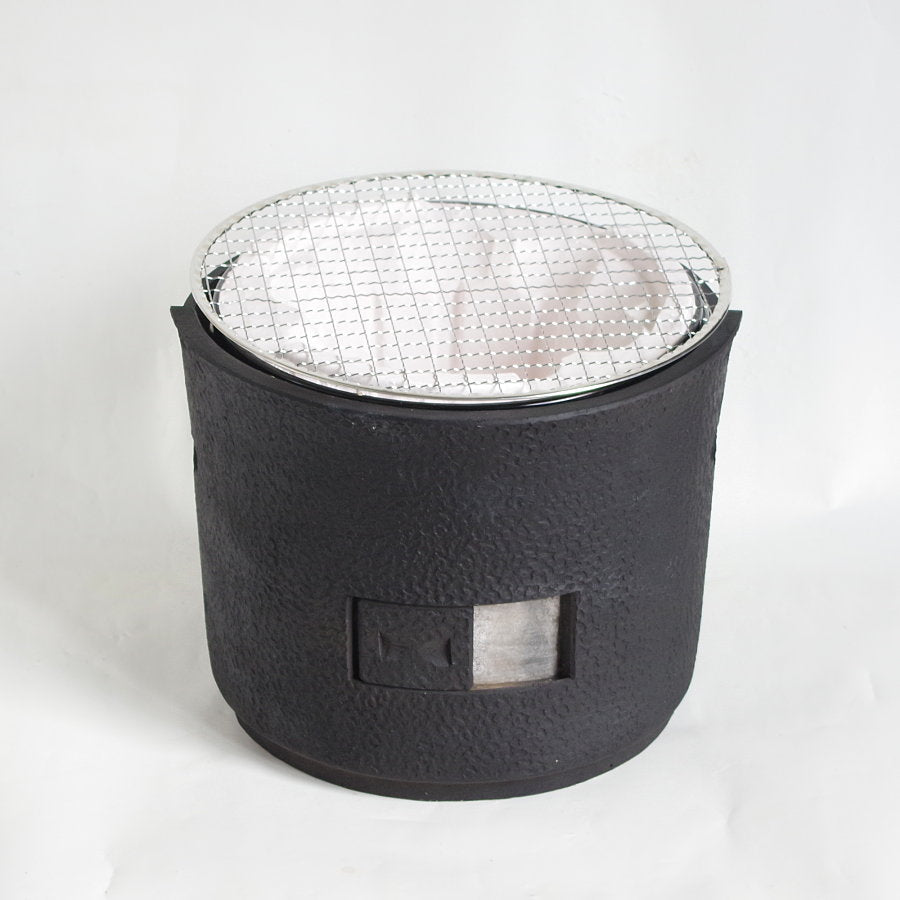 三河焼き七輪 炎匠 黒（三河焼+珪藻土コンロ） – 茶炭俱楽部