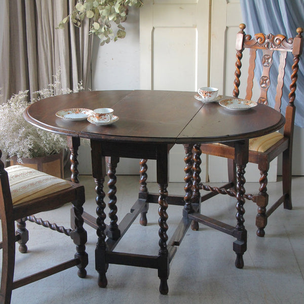 1930年代オーク材ゲートレッグテーブル（机）高さ74.5cm イギリス